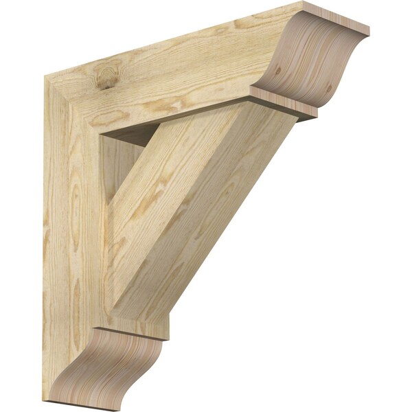 Ekena Millwork Traditional Traditional Rough Sawn Bracket w/ Offset Brace, Douglas Fir, 8"W x 26"D x 26"H BKT0806X26X26TRA01RDF - main